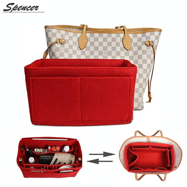 Multi Pocket Felt Insert Purse Hand Bag Zipper Organizer Makeup Travel Holder 